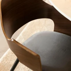 Made in Meubles Chaise<Chaise en bois foncé et velours gris Florence (lot de 2)