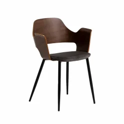 Made in Meubles Chaise<Chaise en bois foncé et velours gris Florence (lot de 2)