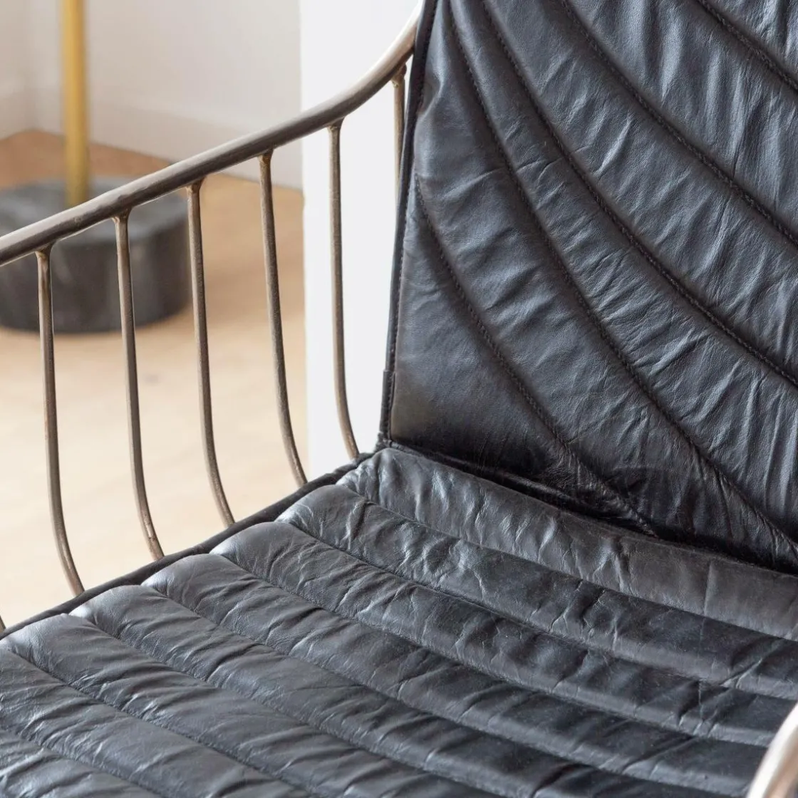 Made in Meubles Chaise<Chaise en cuir et métal noir Heidi