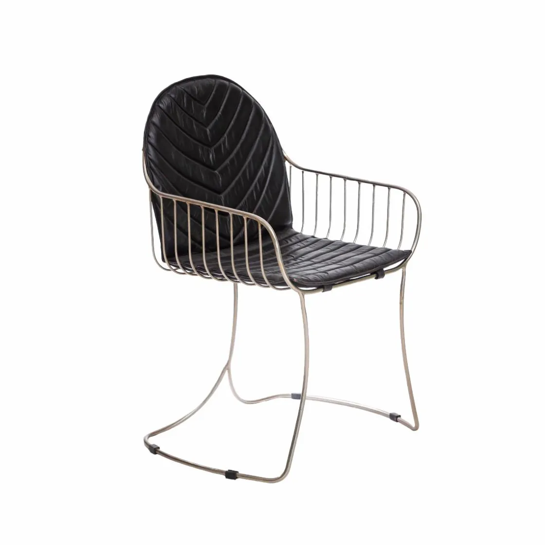 Made in Meubles Chaise<Chaise en cuir et métal noir Heidi