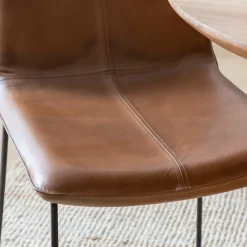 Made in Meubles Chaise<Chaise en cuir marron clair Lilou (lot de 2)