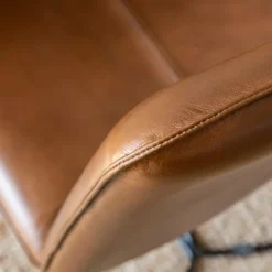 Made in Meubles Chaise<Chaise en cuir marron clair Lilou (lot de 2)