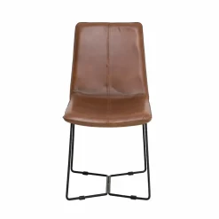 Made in Meubles Chaise<Chaise en cuir marron clair Lilou (lot de 2)