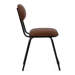 Made in Meubles Chaise<Chaise en cuir marron Dinner (lot de 2)