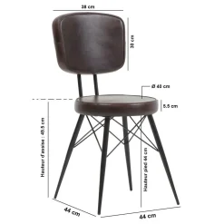 Made in Meubles Chaise<Chaise en cuir marron foncé Pharell (lot de 2)