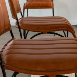 Made in Meubles Chaise<Chaise en cuir marron Nuria (lot de 2)