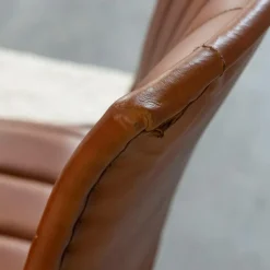 Made in Meubles Chaise<Chaise en cuir marron Nuria (lot de 2)