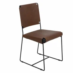 Made in Meubles Chaise<Chaise en cuir marron Valéria (lot de 2)