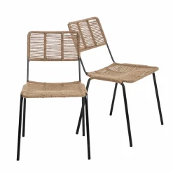 Made in Meubles Chaise<Chaise en métal et corde beige Emilia (lot de 2)