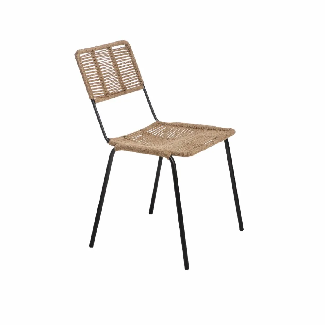 Made in Meubles Chaise<Chaise en métal et corde beige Emilia (lot de 2)