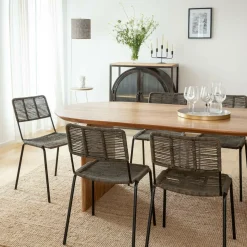 Made in Meubles Chaise<Chaise en métal et corde grise Emilia (lot de 2)