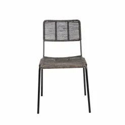 Made in Meubles Chaise<Chaise en métal et corde grise Emilia (lot de 2)