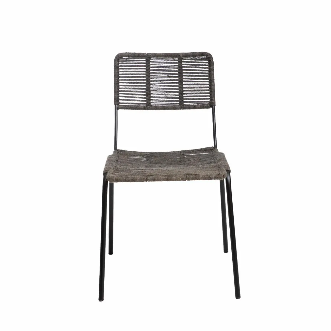 Made in Meubles Chaise<Chaise en métal et corde grise Emilia (lot de 2)