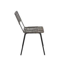 Made in Meubles Chaise<Chaise en métal et corde grise Emilia (lot de 2)