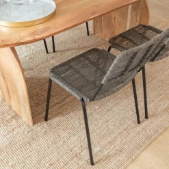 Made in Meubles Chaise<Chaise en métal et corde grise Emilia (lot de 2)