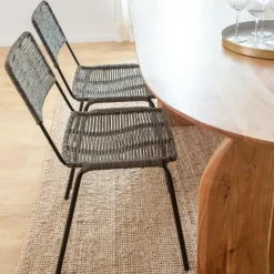 Made in Meubles Chaise<Chaise en métal et corde grise Emilia (lot de 2)