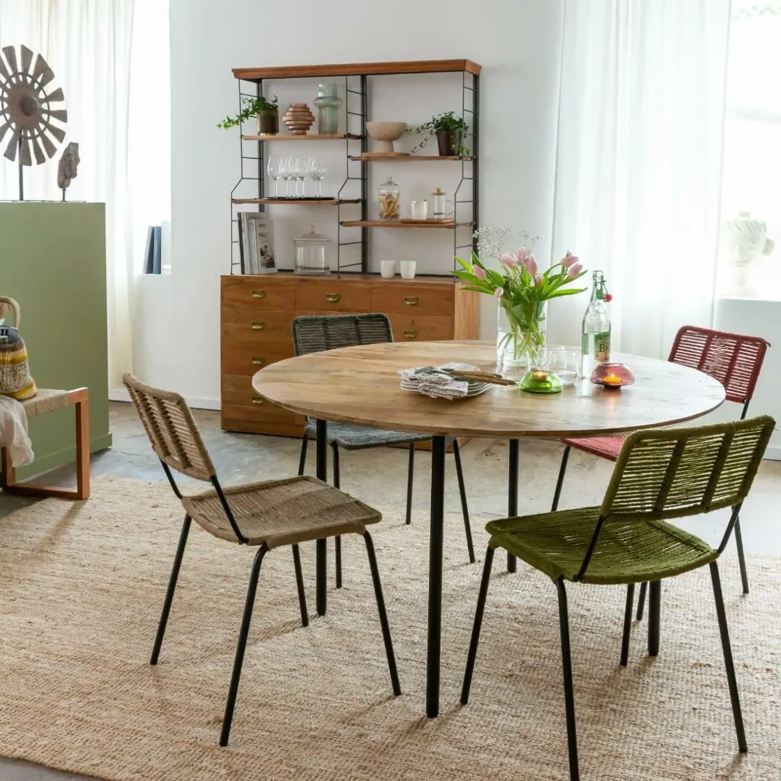 Made in Meubles Chaise<Chaise en métal et corde grise Emilia (lot de 2)