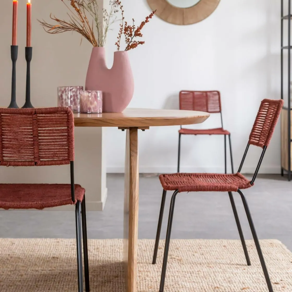 Made in Meubles Chaise<Chaise en métal et corde rouge Emilia (lot de 2)