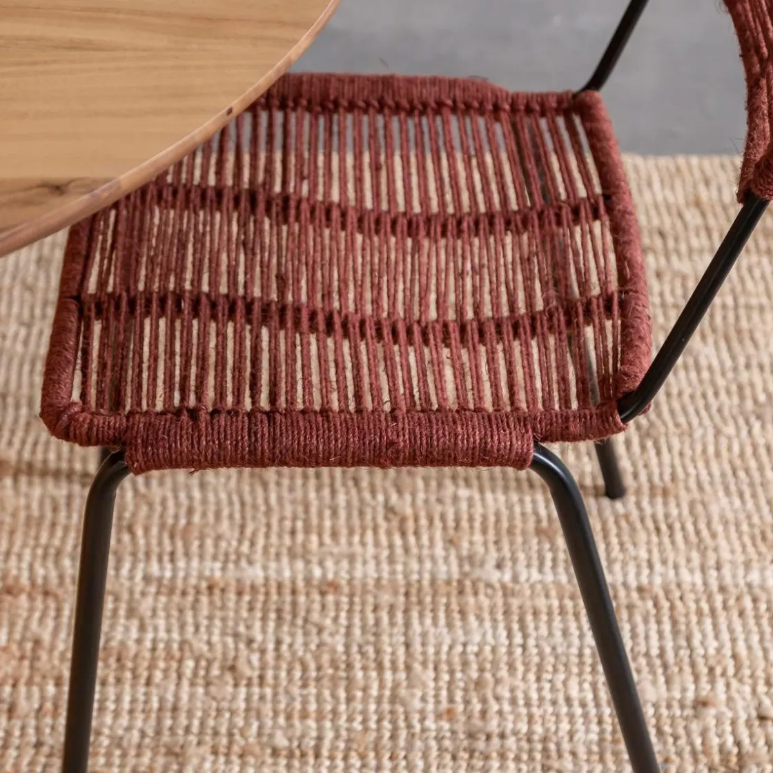 Made in Meubles Chaise<Chaise en métal et corde rouge Emilia (lot de 2)