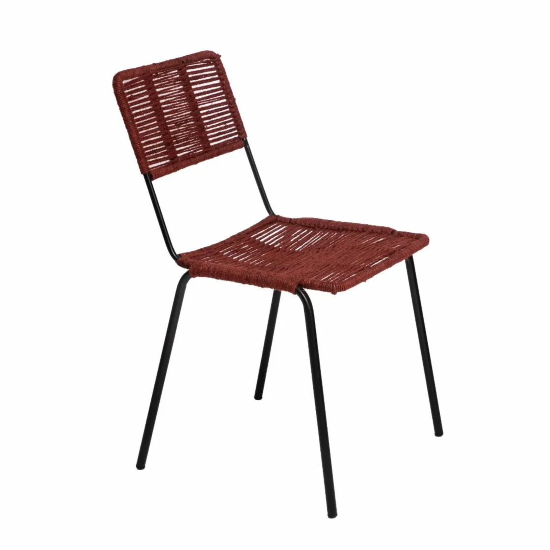 Made in Meubles Chaise<Chaise en métal et corde rouge Emilia (lot de 2)