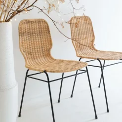 Made in Meubles Chaise<Chaise en métal et rotin Minal (lot de 2)