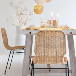 Made in Meubles Chaise<Chaise en métal et rotin Minal (lot de 2)