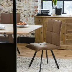 Made in Meubles Chaise<Chaise en polyester marron Nino (lot de 2)