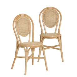 Made in Meubles Chaise<Chaise en rotin bistrot Nohan (lot de 2)