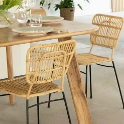 Made in Meubles Chaise<Chaise en rotin et en métal Sélina (lot de 2)