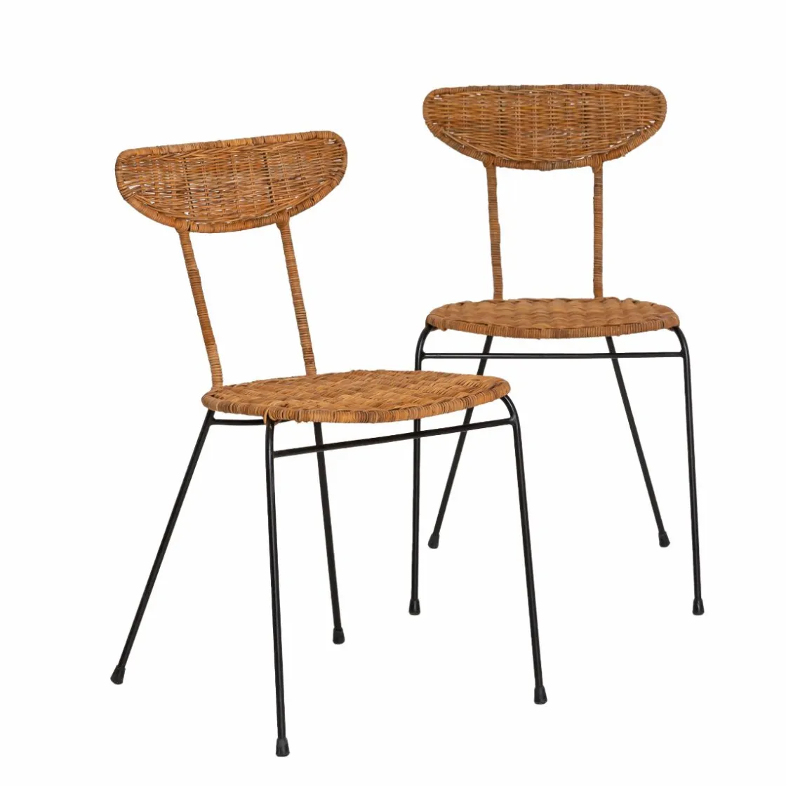 Made in Meubles Chaise<Chaise en rotin et en métal Leila (lot de 2)