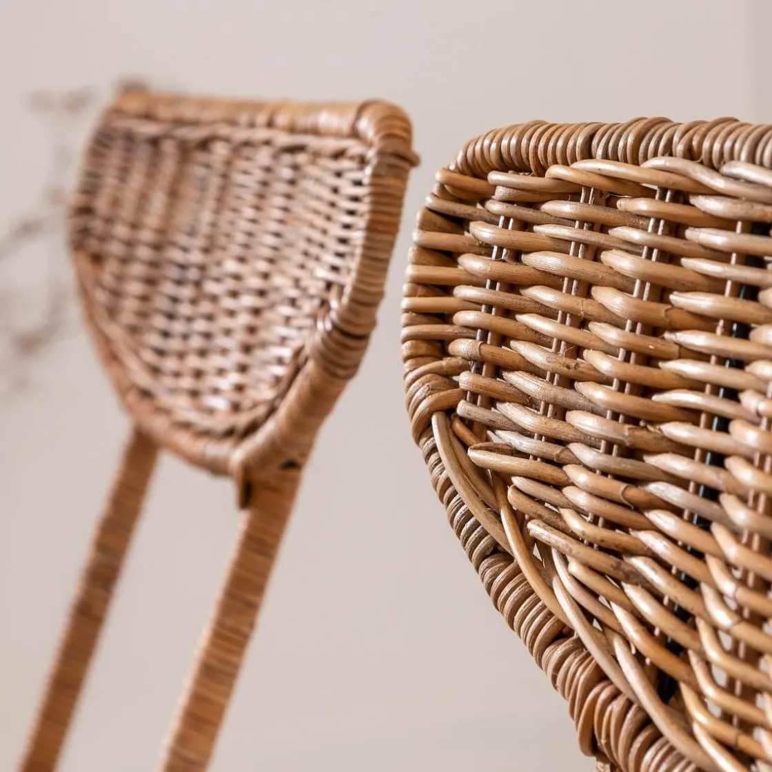 Made in Meubles Chaise<Chaise en rotin et en métal Leila (lot de 2)