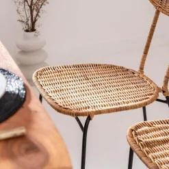 Made in Meubles Chaise<Chaise en rotin et en métal Leila (lot de 2)