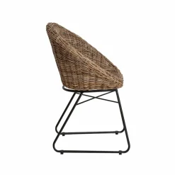 Made in Meubles Chaise<Chaise en rotin et métal Amael (lot de 2)