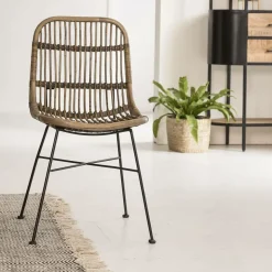 Made in Meubles Chaise<Chaise en rotin et métal Rattan (lot de 2)