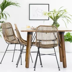 Made in Meubles Chaise<Chaise en rotin et métal Rattan (lot de 2)