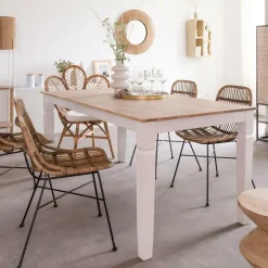 Made in Meubles Chaise<Chaise en rotin et métal Rattan (lot de 2)