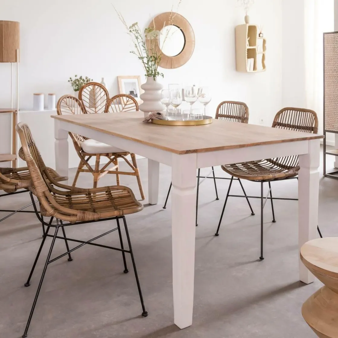 Made in Meubles Chaise<Chaise en rotin et métal Rattan (lot de 2)