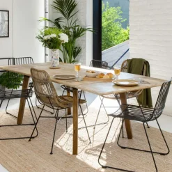 Made in Meubles Chaise<Chaise en rotin et métal Rattan (lot de 2)