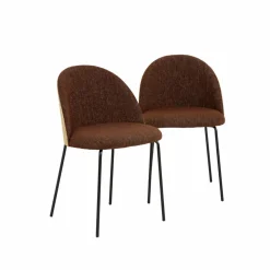 Made in Meubles Chaise<Chaise en tissu acajou et bois clair Nyssa (lot de 2)