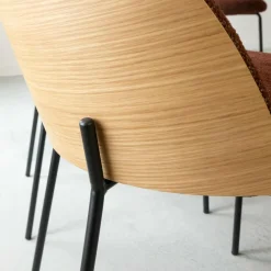 Made in Meubles Chaise<Chaise en tissu acajou et bois clair Nyssa (lot de 2)