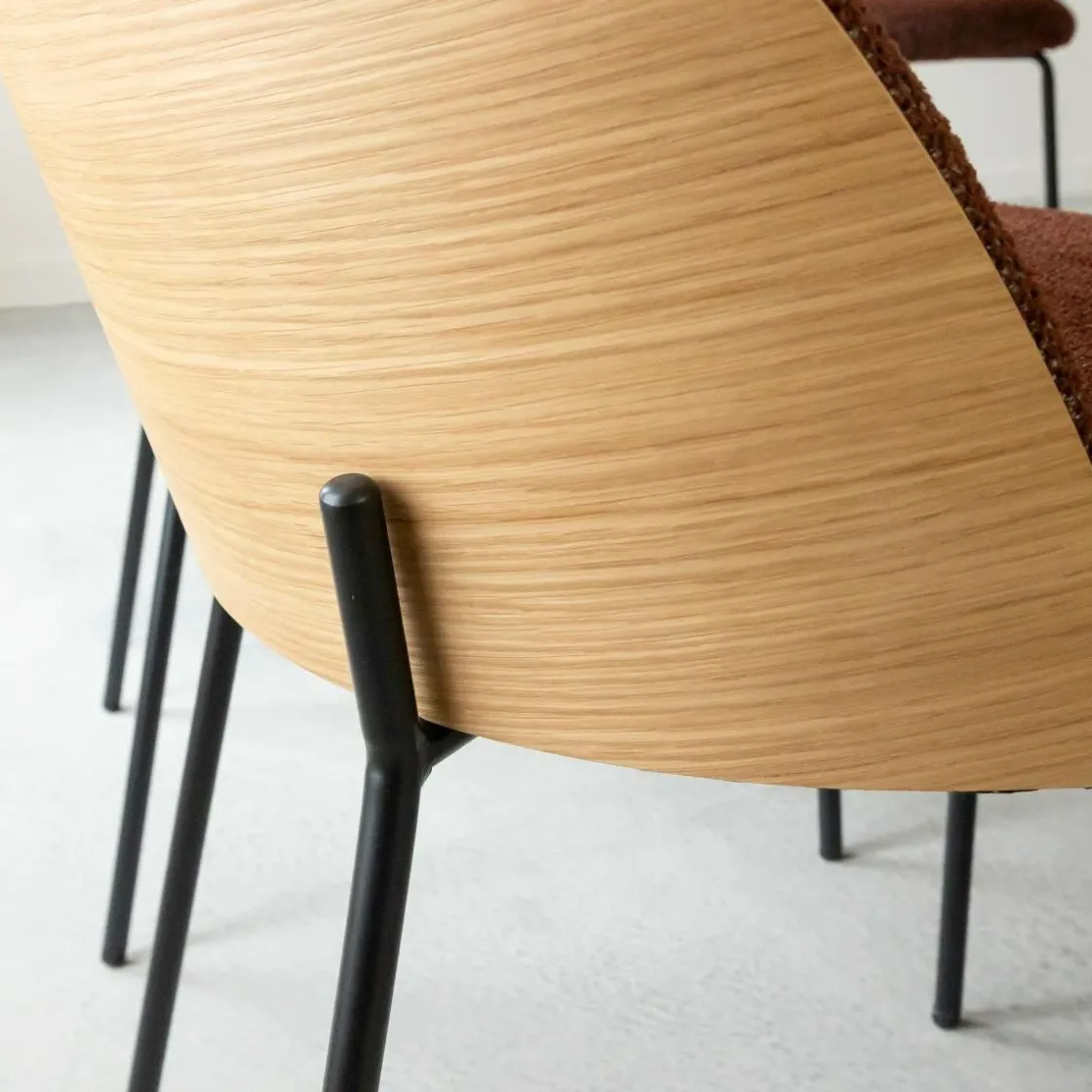 Made in Meubles Chaise<Chaise en tissu acajou et bois clair Nyssa (lot de 2)