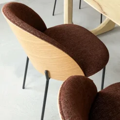 Made in Meubles Chaise<Chaise en tissu acajou et bois clair Nyssa (lot de 2)