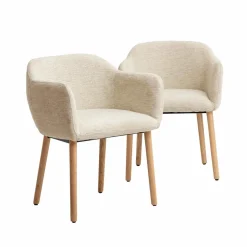 Made in Meubles Chaise<Chaise en tissu beige Solène (lot de 2)