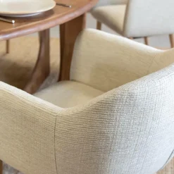 Made in Meubles Chaise<Chaise en tissu beige Solène (lot de 2)