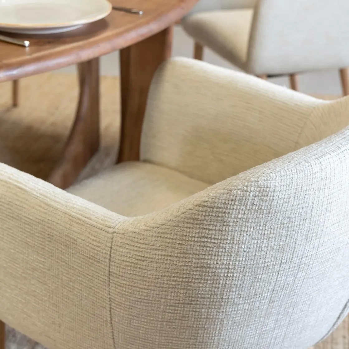 Made in Meubles Chaise<Chaise en tissu beige Solène (lot de 2)