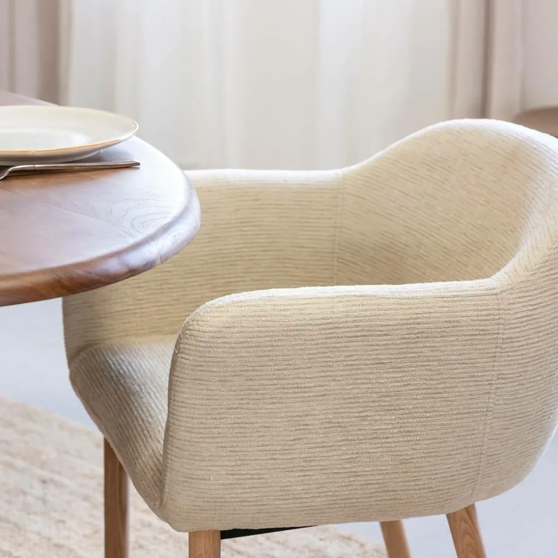 Made in Meubles Chaise<Chaise en tissu beige Solène (lot de 2)