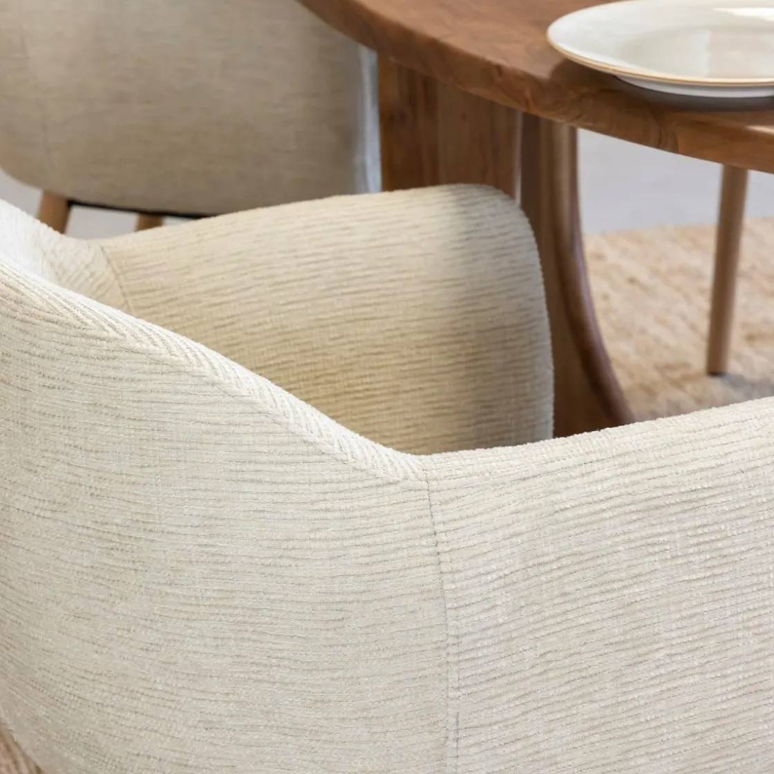 Made in Meubles Chaise<Chaise en tissu beige Solène (lot de 2)