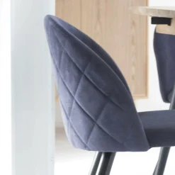 Made in Meubles Chaise<Chaise en tissu bleu marine et métal Jasmine (lot de 2)