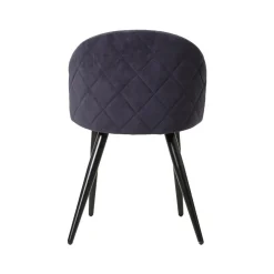 Made in Meubles Chaise<Chaise en tissu bleu marine et métal Jasmine (lot de 2)