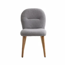 Made in Meubles Chaise<Chaise en tissu bouclette grise Ayse (lot de 2)